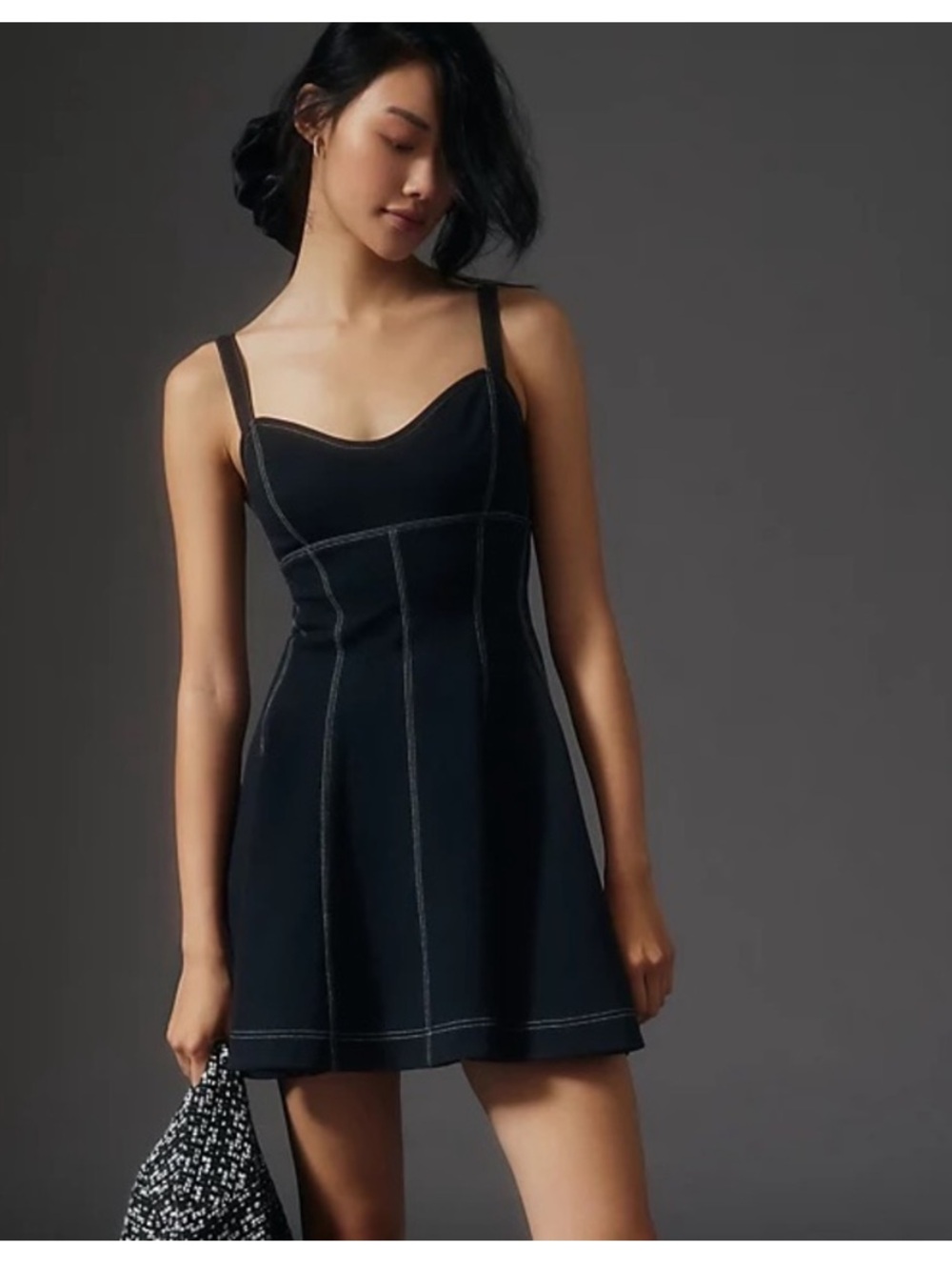Anthropologie Maeve Contrast-Stitch Mini Dress